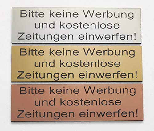 BigTrend24 Briefkastenschild Schild - Bitte keine Werbung und kostenlose Zeitungen! 3 Farben Kupfer von BigTrend24