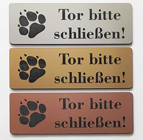 BigTrend24 Hundeschild Warnschild Tor Bitte Schließen 12x4cm Selbstklebend Gravur Schild Achtung Hund von BigTrend24