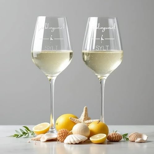 BigTrend24 Weinglas 2er Set, Lieblingsinsel Sylt Gravur, 23 cm Höhe, Spülmaschinengeeignet, Made in Germany von BigTrend24