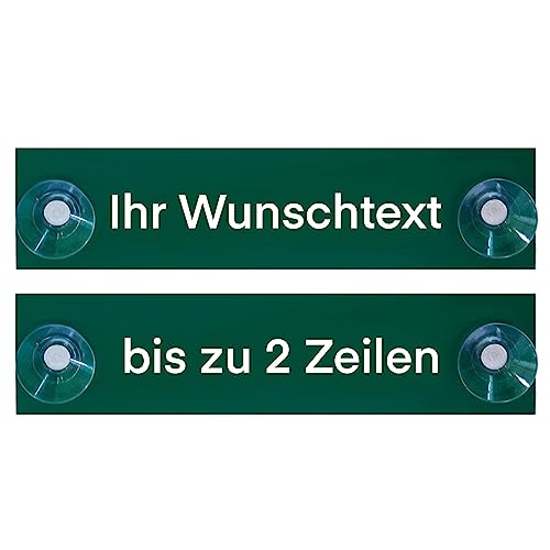 Hinweis Schild Saugnapfschild Wunschtext Gravur Grün Kunststoff 200x50mm von BigTrend24