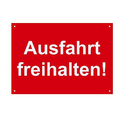Hinweis Schild Ausfahrt Freihalten Warnschild aus Kunststoff - Graviertes Schild in verschiedenen Größen (Rot) von BigTrend24