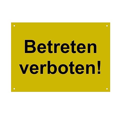 Hinweis Schild Betreten Verboten Warnschild aus Kunststoff - Graviertes Schild in verschiedenen Größen (Gelb) von BigTrend24