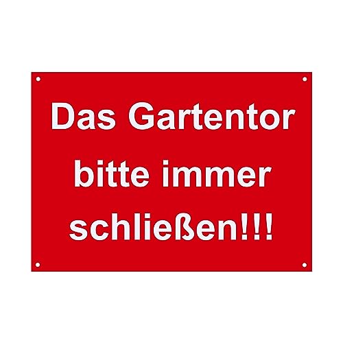 Hinweis Schild - Das Gartentor bitte immer schließen - Warnschild aus Kunststoff - Graviertes Schild in verschiedenen Größen (Rot) von BigTrend24