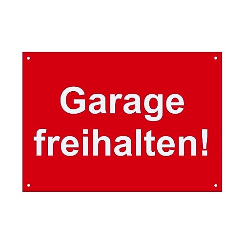 Hinweis Schild - Garage freihalten - Warnschild aus Kunststoff - Graviertes Schild in verschiedenen Größen (Rot) von BigTrend24