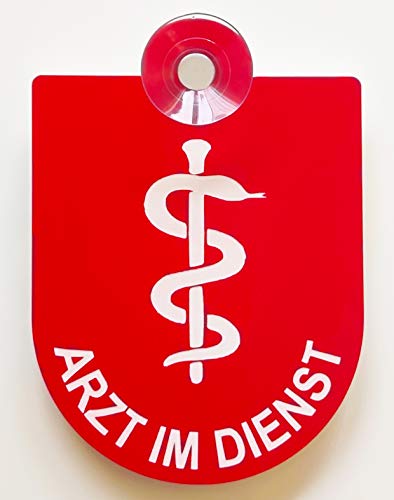 Hinweis Schild Saugnapfschild Arzt Notarzt Dienst Gravur Rot Kunststoff 90x125mm (Arzt im Dienst) von BigTrend24