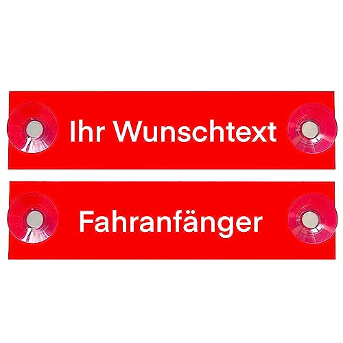 Hinweis Schild Saugnapfschild Fahranfänger Rot 200x50 mm (Fahranfänger) von BigTrend24