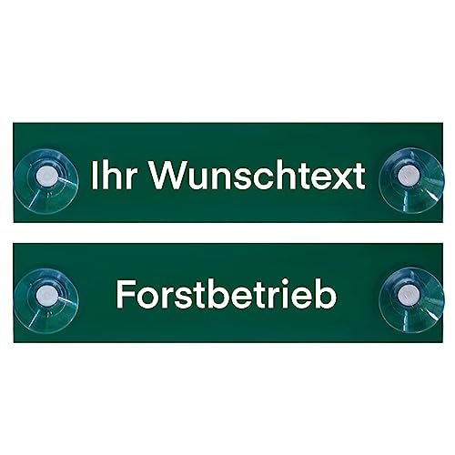 Hinweis Schild Saugnapfschild Forstbetrieb Gravur Grün Kunststoff 200x50mm von BigTrend24