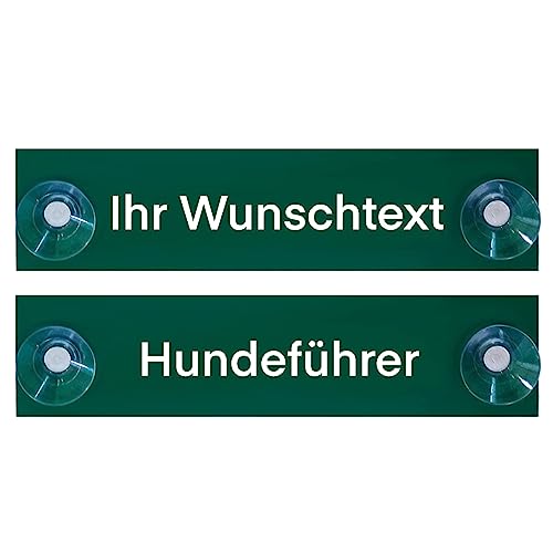 Hinweis Schild Saugnapfschild Hundeführer Gravur Grün Kunststoff 200x50mm von BigTrend24