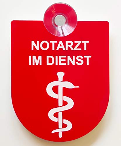 Hinweis Schild Saugnapfschild Notarzt Arzt Dienst Gravur Rot Kunststoff 90x125mm (Notarzt im Dienst) von BigTrend24