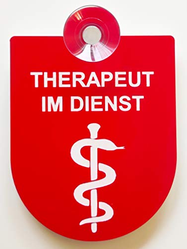 Hinweis Schild Saugnapfschild Therapeut Dienst Gravur Rot Kunststoff 90x125mm (Therapeut im Dienst) von BigTrend24