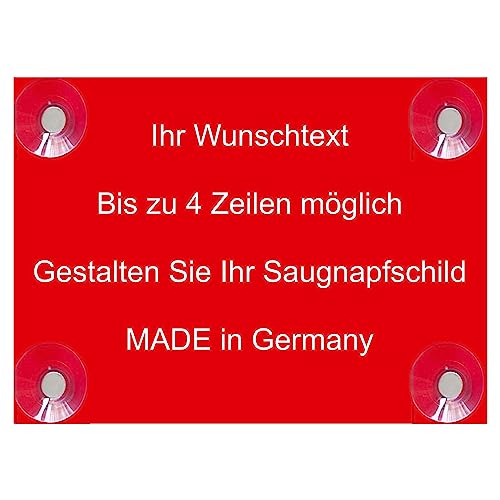 Hinweis Schild Saugnapfschild Wunschtext Gravur Rot Kunststoff 200x150mm (IHR WUNSCHTEXT) von BigTrend24