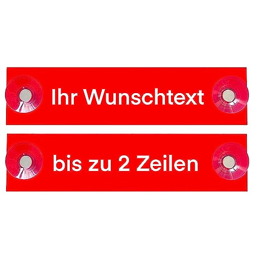 Hinweis Schild Saugnapfschild Wunschtext Gravur Rot Kunststoff 200x50mm (IHR WUNSCHTEXT) von BigTrend24