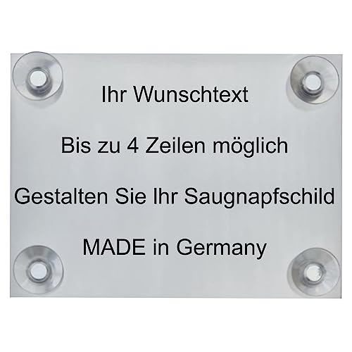 Hinweis Schild Saugnapfschild Wunschtext Gravur Silber Kunststoff 200x150mm (IHR WUNSCHTEXT) von BigTrend24