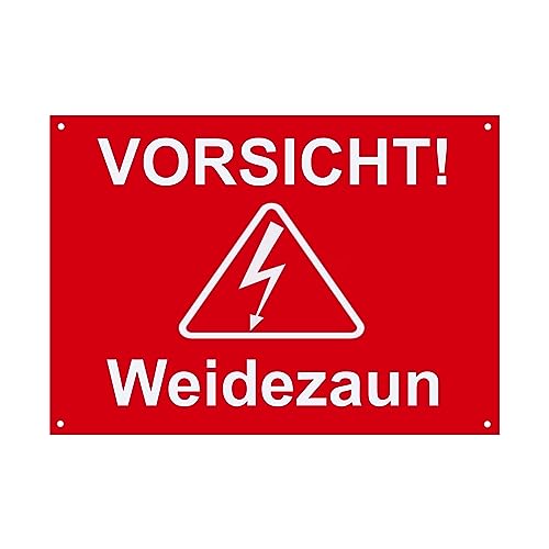 Hinweis Schild Vorsicht Weidezaun Warnschild aus Kunststoff - Graviertes Schild in verschiedenen Größen (Rot) von BigTrend24