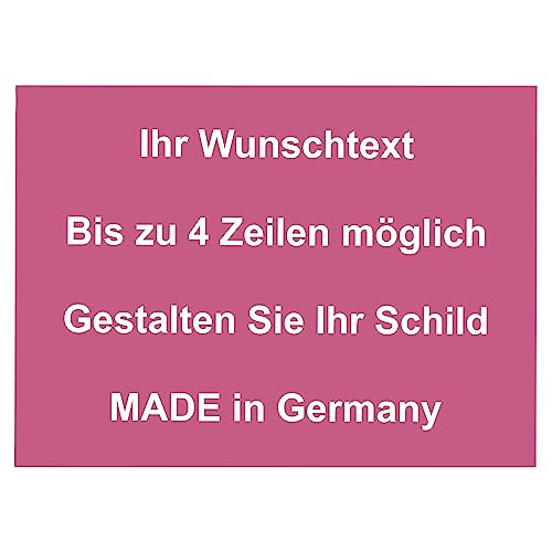 Hinweis Schild mit Wunschtext und Gravur aus Kunststoff - Personalisiertes Schild in verschiedenen Größen - 7 Farben zur Auswahl (Pink) von BigTrend24