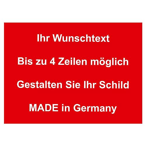 Hinweis Schild mit Wunschtext und Gravur aus Kunststoff - Personalisiertes Schild in verschiedenen Größen - 7 Farben zur Auswahl (Rot) von BigTrend24