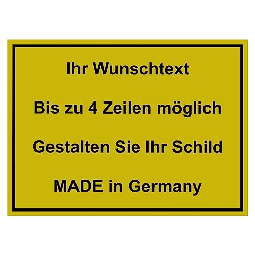 Hinweis Schild mit Wunschtext und Gravur aus Kunststoff - Rahmen - Personalisiertes Schild in verschiedenen Größen - 7 Farben zur Auswahl (Gelb) von BigTrend24