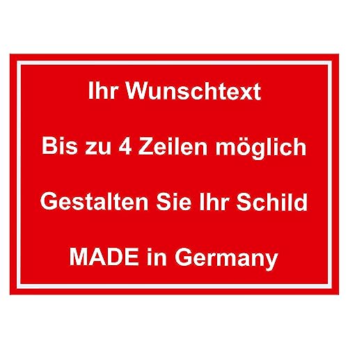 Hinweis Schild mit Wunschtext und Gravur aus Kunststoff - Rahmen - Personalisiertes Schild in verschiedenen Größen - 7 Farben zur Auswahl (Rot) von BigTrend24