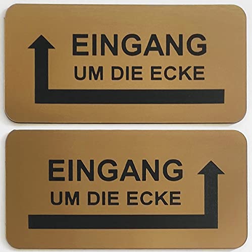 Hinweisschild Eingang um die Ecke Pfeil Links Rechts Selbstklebend 3 Größen Gold (100x50mm Eingang Links) von BigTrend24