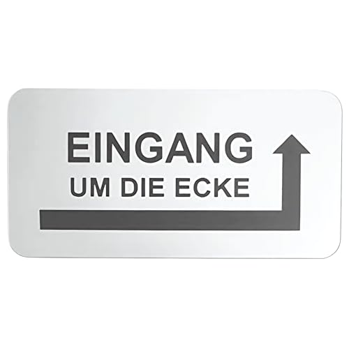 Hinweisschild Eingang um die Ecke Pfeil Links Rechts Selbstklebend 4 Größen Silber (100x50mm Eingang Rechts) von BigTrend24