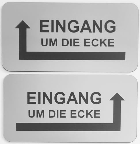 Hinweisschild Eingang um die Ecke Pfeil Links Rechts Selbstklebend 4 Größen Silber (120x60mm Eingang Links) von BigTrend24