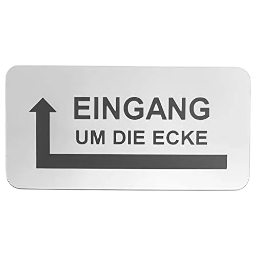 Hinweisschild Eingang um die Ecke Pfeil Links Rechts Selbstklebend 4 Größen Silber (80x40mm Eingang Links) von BigTrend24