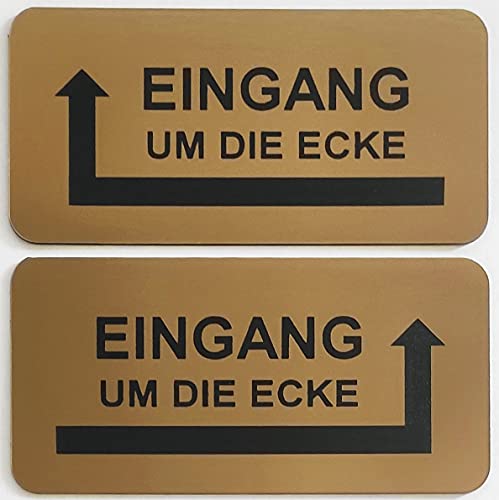 Hinweisschild Eingang um die Ecke Pfeil Links Rechts Selbstklebend 4 Größen Gold (140x70mm Eingang Rechts) von BigTrend24