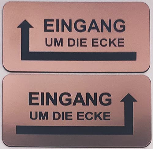 Hinweisschild Eingang um die Ecke Pfeil Links Rechts Selbstklebend 4 Größen Kupfer (80x40mm Eingang Rechts) von BigTrend24
