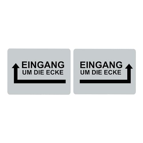 Hinweisschild Eingang um die Ecke Pfeil Links Rechts Selbstklebend Silber von BigTrend24