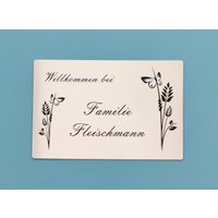 Klingelschild Türschild Namensschild Selbstklebend Mit Individueller Blumen Gravur von BigTrend24