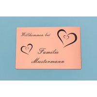 Klingelschild Türschild Namensschild Selbstklebend Mit Individueller Gravur Herzen von BigTrend24
