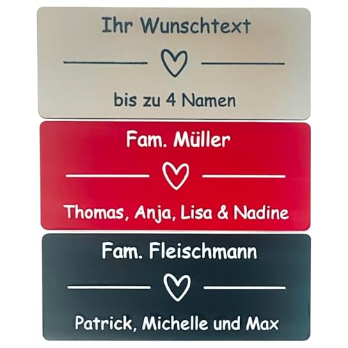 Personalisierbares Klingelschild – Herz und Strich – graviertes Namensschild – selbstklebend mit 3M – wetterfest – Made in Germany – viele Farben & Größen – Kunststoffschild für Briefkasten Personalisierbares Klingelschild – Herz und Strich – graviertes Namensschild – selbstklebend mit 3M – wetterfest – Made in Germany – viele Farben & Größen – Kunststoffschild für Briefkasten von BigTrend24