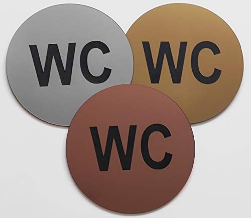 BigTrend24 Toiletten WC Schild Selbstklebend Türschild Hinweisschild Toilette Klo Gravur 3 Farben Silber, Gold, Kupfer Rund von BigTrend24
