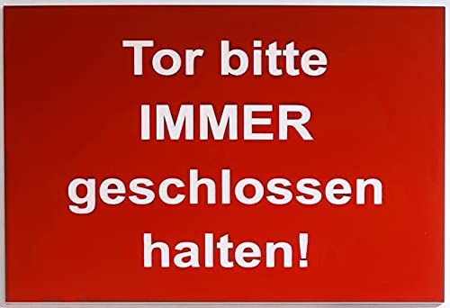 Warnschild Sicherheitsschild Tor Bitte Immer Geschlossen Halten Türschild Rot (15x10cm 4 Löcher Ecke) von BigTrend24