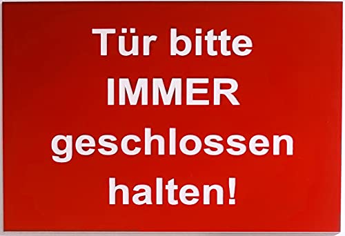 Warnschild Sicherheitsschild Tür Bitte Immer Geschlossen Halten Türschild Rot (30x20cm Selbstklebend) von BigTrend24