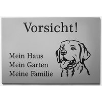 Warnschild Vorsicht Labrador Schild Hundeschild Haus Garten Familie Silber Selbstklebend von BigTrend24