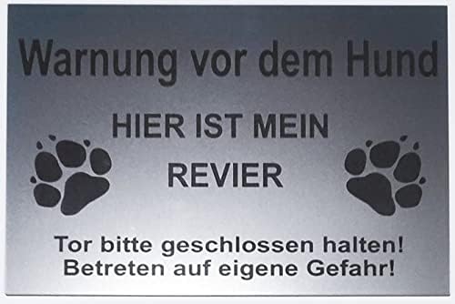 Warnschild Warnung vor dem Hund, Tor geschlossen, Betreten Verboten, Schild Hundeschild Silber (30x20cm selbstklebend) von BigTrend24