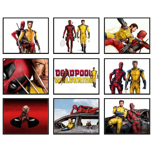 BigWig Prints Deadpool und Wolverine Poster – Deadpool-Poster, Wolverine Merch, Superhelden-Film-Wandkunst, Merchandise-Raumdekoration, Bilder, Kunstwerk-Dekorationen, Geschenke, ungerahmt, 9er-Set von BigWig Prints