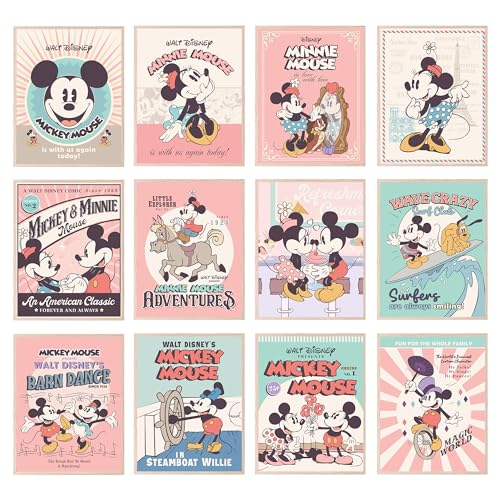 BigWig Prints Disney-Wandkunst, Mickey-Maus-Wanddekoration, Minnie Maus, Raumdekoration, Disney-Poster, Micky-Maus-Dekor, Disney-Wanddekoration, ungerahmt, 12 Stück (20,3 x 25,4 cm) von BigWig Prints