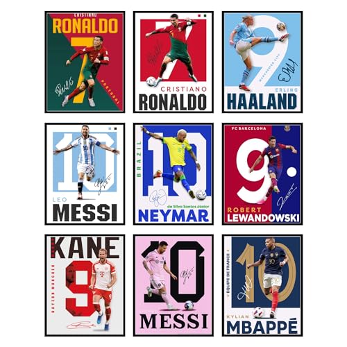 BigWig Prints Fußball-Poster – Fußballposter für Jungen-Schlafzimmer, Messi- und Ronaldo-Poster, Messi-Poster für Jungen-Schlafzimmer, Fußball-Wandkunst, Messi-Wandkunst, Ronaldo-Poster, ungerahmt, 9 von BigWig Prints