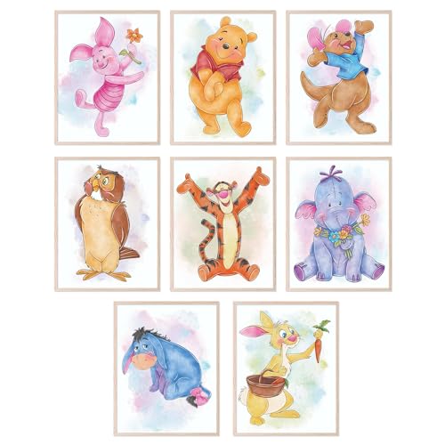 BigWig Prints Winnie Puuh Kinderzimmer Dekor Poster – Winnie Puuh Wanddekoration, Winnie Puuh Babyparty-Dekor, Winnie Puuh Raumdekoration, klassisches Winnie Puuh Dekor, 8 Stück (20,3 x 25,4 cm), von BigWig Prints