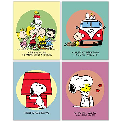 Charlie Brown Poster Prints – Set von 4 (20,3 x 25,4 cm) Kinderzimmer Wandkunst Dekor – Snoopy Lucy von BigWig Prints