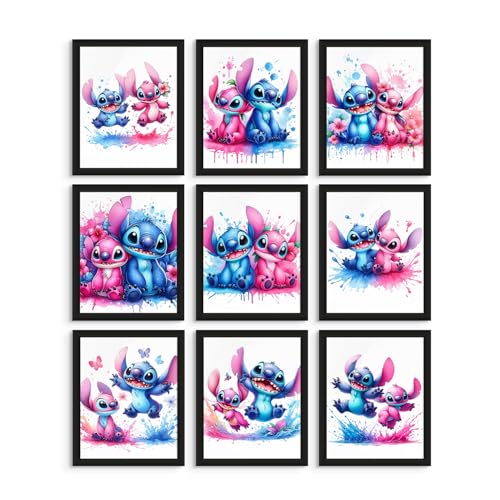 Stichposter für Mädchenzimmer – Stich- und Engel-Schlafzimmer-Dekor, Kinderzimmer-Wanddekoration, Mädchen, Aquarell-Kunstdrucke, Pastell-Kinderzimmer-Kunstwerk, Kinder-Wandkunst – ungerahmt, 9 Stück von BigWig Prints