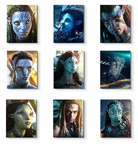 Avatar The Way of Water Poster Prints (2022) Pandora Movie Character Wall Art Set of 9 Posters: Jake Sully, Neytiri, Kiri, Miles, Tsireya, Ronal, Tonowari, Lo'ak, Colonel Miles Quaritch von BigWigPrints