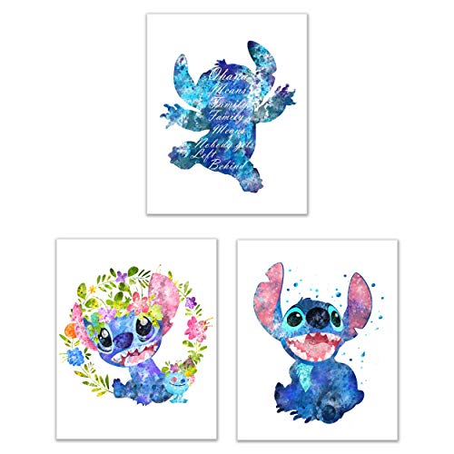 BigWigPrints Lilo & Stitch Ohana Means Family Wandbild, 20,3 x 25,4 cm, 3 Stück von BigWigPrints