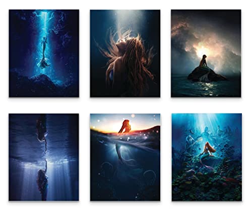 BigWigPrints The Little Mermaid (2023) Poster – mit Halle Bailey als Ariel – Live Action Remake Promo Party Dekorationen Wanddekoration – Set mit 6 Kunstdrucken (8 x 10) von BigWigPrints