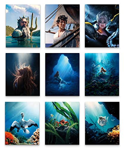Die kleine Meerjungfrau (2023) Poster – mit Halle Bailey als Ariel, Melissa McCarthy als Ursula, Jonah Hauer-King als Eric, Wanddekoration – Set mit 6 Kunstdrucken (8 x 10) von BigWigPrints