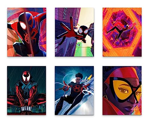 Spider-Man: Across the Spider-Verse (2023) Poster – Miles Morales Multiverse Set mit 6 Spiderman-Comic-Kunst-Wanddekor-Drucken, 20,3 x 25,4 cm von BigWigPrints