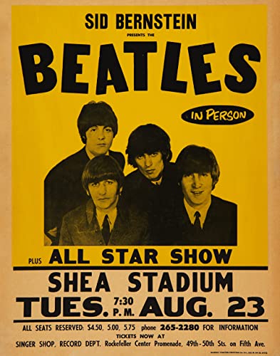 The Beatles 1966 Shea Stadium NYC Konzert-Poster, Nachdruck, 28 x 35 cm, John Lennon Paul McCartney George Harrison Ringo Starr von BigWigPrints