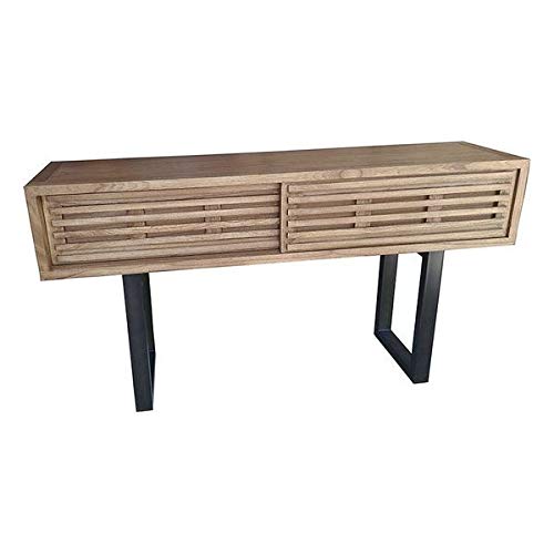 Bigbuy Home Eingangsschrank mit 2 Schubladen aus Mindi-Holz, lackiert, Eisen, 160 x 40 x 85 cm, Natur von Bigbuy Home